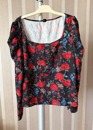 🥰 лонгслів блуза в квітковий принт shein 4xl 2