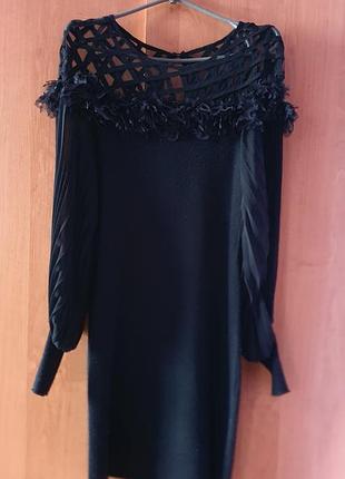 Вязанное платье рукава плиссе