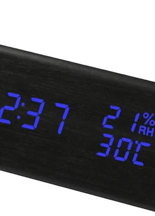 Годинник настільний vst 861-5 із синьою підсвіткою/датчик температури/дата