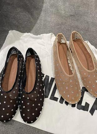 Стильні жіночі сіточка  туфлі мюлі балетки