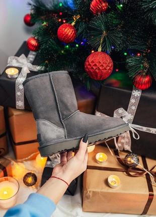 Ugg w classic short ii grey 🆕 шикарные угги🆕 купить наложенный платёж8 фото