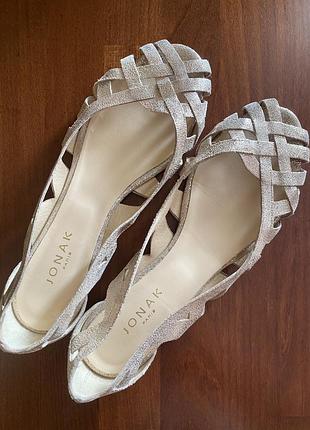 Дивовижні шкіряні балетки 🩰 від якісного бренду jonak paris золотистого кольору