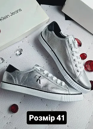 Сalvin klеin jeans оригінал сріблясті текстильні кеди