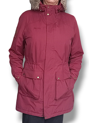 Куртка парка демисезонная женская regatta l xl прямая талия регулируются с капюшоном с карманами на флисе на синтепоне темно-красная