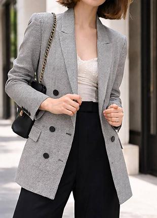 Двубортный пиджак жакет в клетку zara