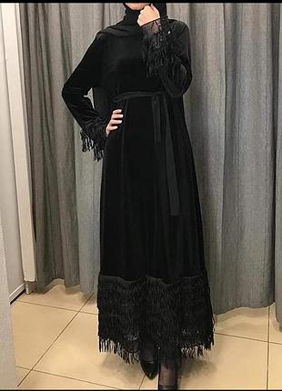 Велюровое платье макси турция