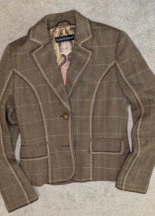 Пиджак в стиле винтажной английской классики luisa cerano pure wool шерсть размер xs/s люкс бренд