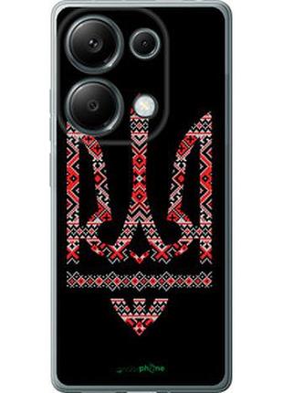 Чохол на xiaomi redmi note 13 pro 4g герб - вишиванка на чорному фоні "1196u-3653-7673"