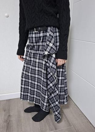 Картата асиметрична міді спідниця в клітинку zara