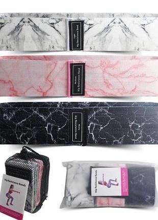 Набір тканинних еспандерів generation fitness hip resistance band 3 шт (мармуровий)