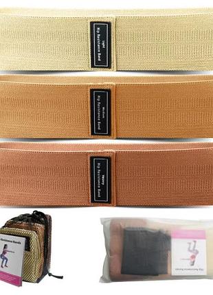 Набір тканинних еспандерів generation fitness hip resistance band 3 шт (коричневий)