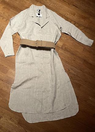 Лляне оверсайз плаття-халат/тренч, р. xs-s-m