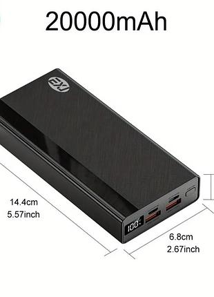 Павербанк 20000. power bank 20000mah с led дисплеем type-c usb