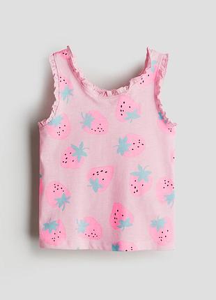 H&amp;m майка из мягкого хлопкового трикотажа для девочки розовая 110/116см(4-6р)