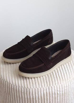 Лофери жіночі замш + шкіра