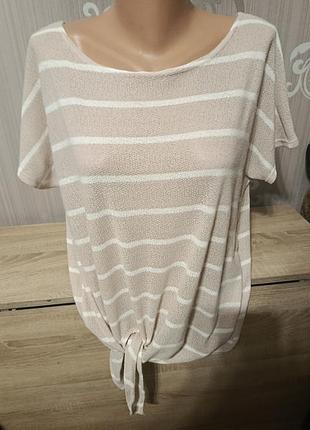 Футболка в полоску с узлом батал на шикарные формы