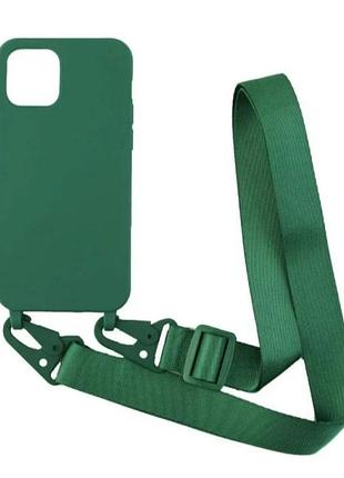 Чехол silicone case iphone 14 с ремешком bottle green