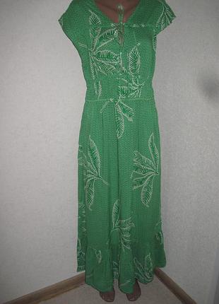 Зеленое вискозное платье некст с завязками размер м
