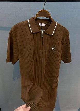 Футболка поло чоловіча коричнева осіння весняна літня