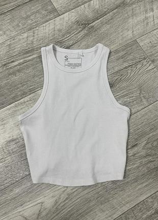 Біла майка в рубчик s-m