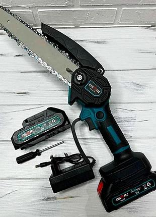 Аккумуляторная цепная мини пила 20 см в кейсе krafftec (36v 4 ач) + 2 аккумулятора и индикатором заряда