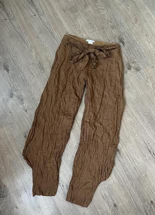Sarah pacini linen/metal crinkle pants жіночі льняні штани брюки