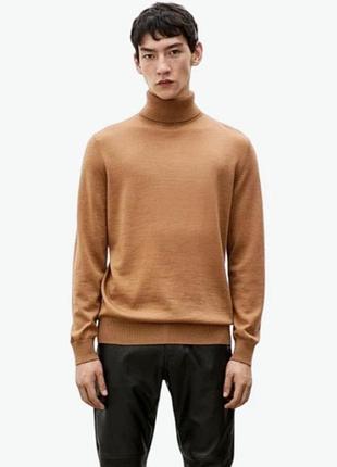 Чоловічий светр гольф h&m склад вовна бежевого кольору розмір м