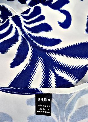 Літня сукня shein синьо-біла з принтом та поясом розмір xl 4