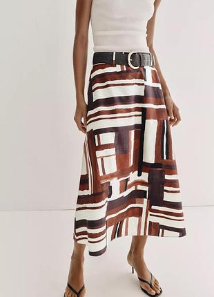 Юбка с принтом и ремнем