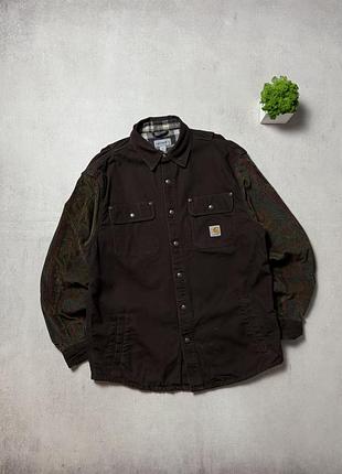 Джинсова кутка джинсовка чоловіча carhartt vintage коричнева рідкісна vintage 90s brown detroit jacket