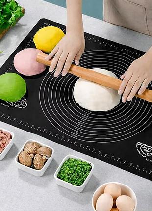 Силиконовый кондитерский коврик для раскатки теста 45х64 см черный