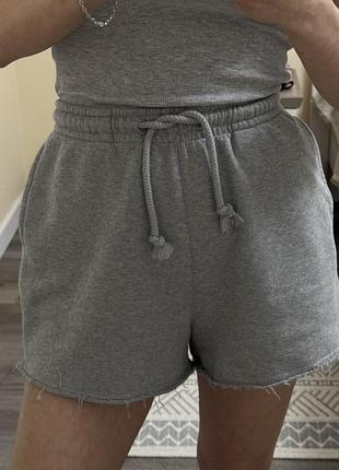 Шорти жіночі спортивні трикотажні rikky hype s сірий меланж з високою посадкою