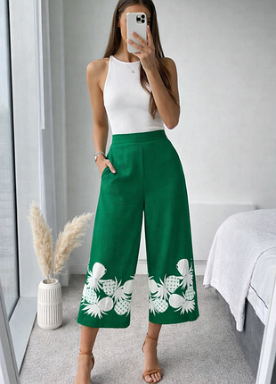 Зеленые бриджи shein в стиле oscar de la renta