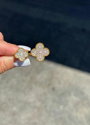 Розкішне позолочене кільце конюшини / ван кліф кільце подвійне, позолота