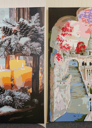 Декоративні картини зимовий ліхтар, сходи в замку комплект картина для декору інтер'єру картини купити