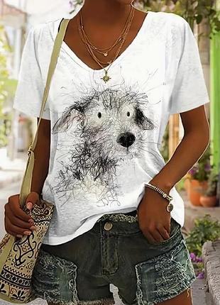 Стильна футболка із собачкою на 18 британський розмір