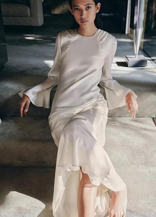 Довга шовкова сукня жіноча біла zara new