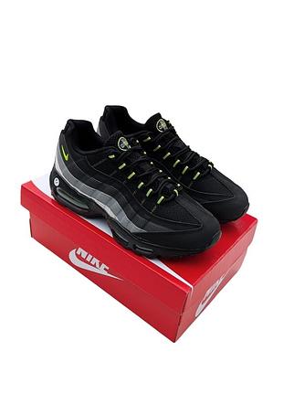 Кроссовки nike air max 95 neon черные с салатовым (унисекс) 👟