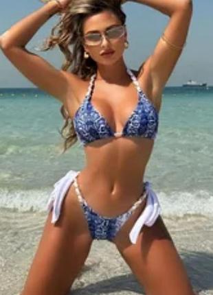 Новый купальник с змеиным принтом ( серый с черным) размер м, 75 в,80 а