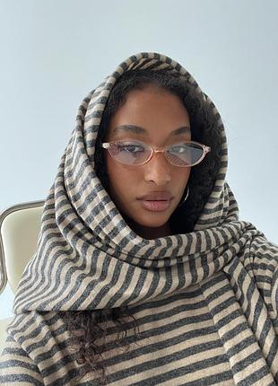 Очки имиджеви прозрачные с овальной продолговатой оправой цвет шампань