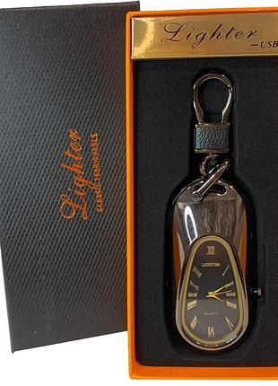 Usb-запальничка з кварцовим годинником і карабіном (hl-653 black)