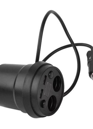Разветвитель прикуривателя 12/24v (на 2 выхода + usb) konnwei