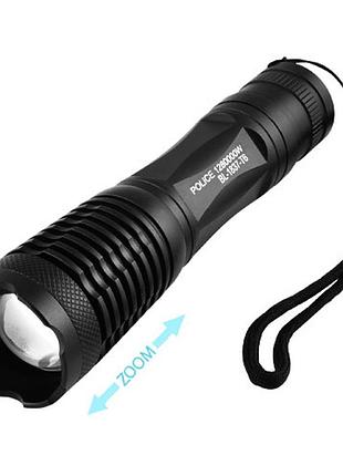 Фонарь police 1837-t6, 1x18650/3xaaa, zoom, зу 220v/12v