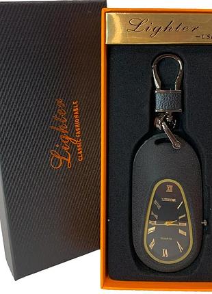 Usb-запальничка з кварцовим годинником і карабіном (hl-653 matte)