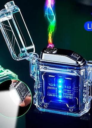 Дуговая электроимпульсная зажигалка с фонариком,водонепроницаемая (hl-517)