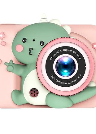 Детский фотоаппарат q6, dinosaur, pink