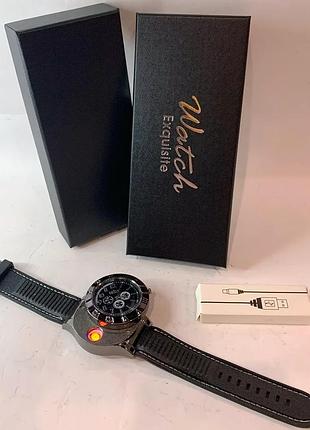 Зажигалка. наручные часы с зажигалкой (hl-666 black)