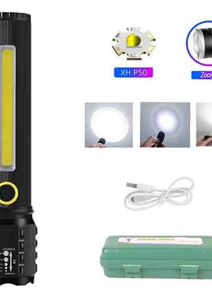 Ліхтар td-c82/c72-p50+cob, li-ion акум., zoom, зу microusb, box