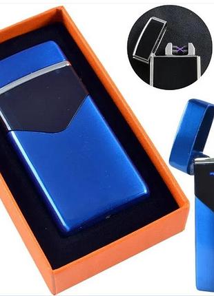 Електроімпульсна usb запальничка в подарунковій (hl-223 blue drawing)