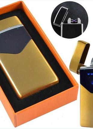 Електроімпульсна usb запальничка в подарунковій (hl-223 gold wire drawing)